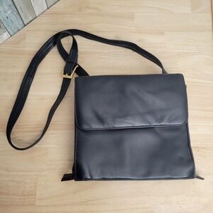 Valarie Stevens Navy Leather‎ Flap Shoulder Bag Crossbody Purse Adjust Organizer